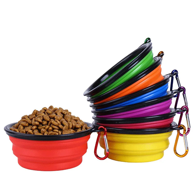 Folding Portable Silicone Dog Feeder Bowl