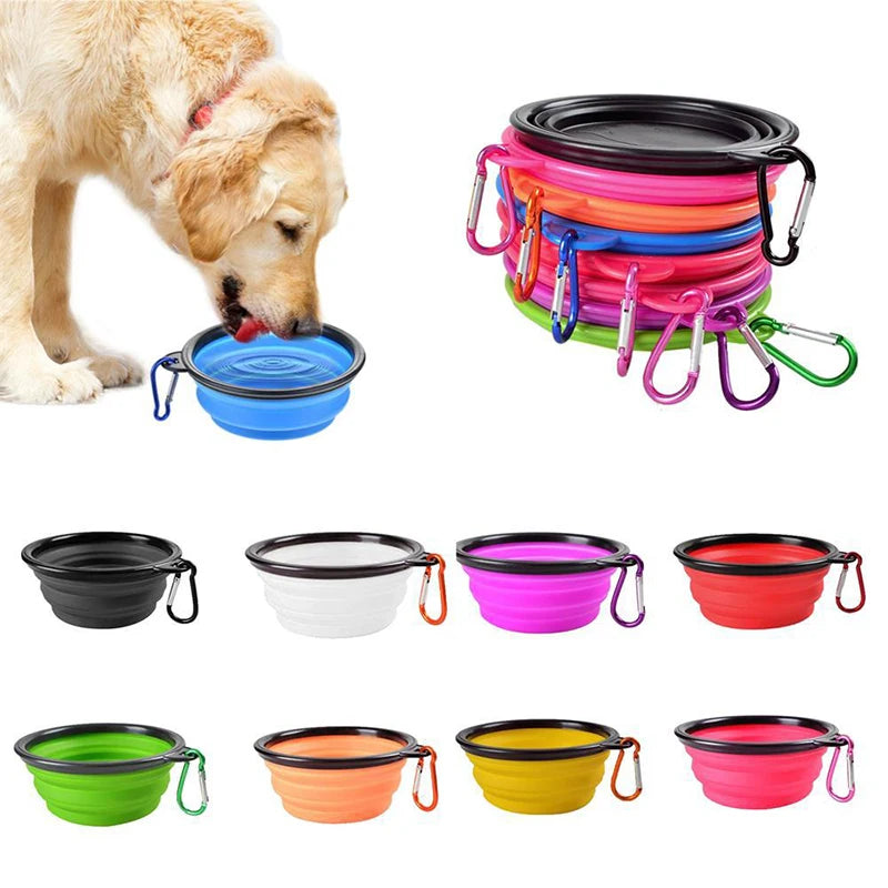 Folding Portable Silicone Dog Feeder Bowl