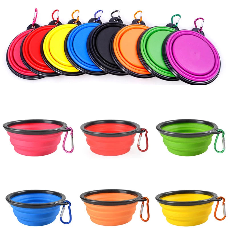 Folding Portable Silicone Dog Feeder Bowl