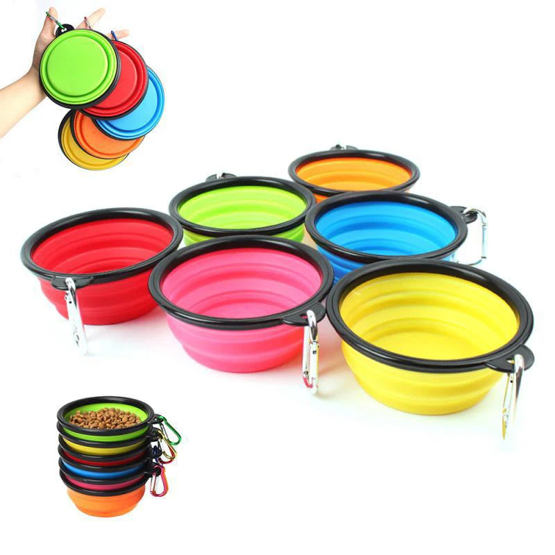 Folding Portable Silicone Dog Feeder Bowl