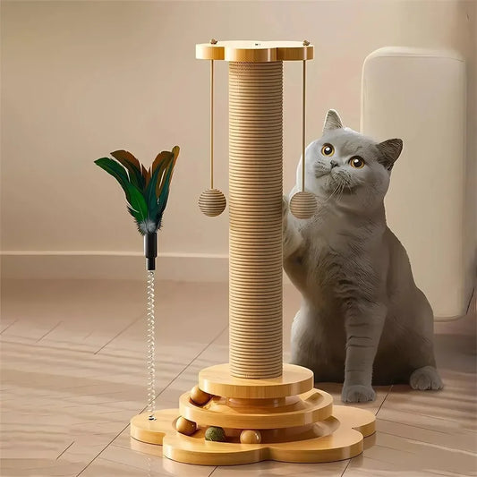 Cat Turntable Funny Cat Stick Balls Durable Sisal Scratching Board