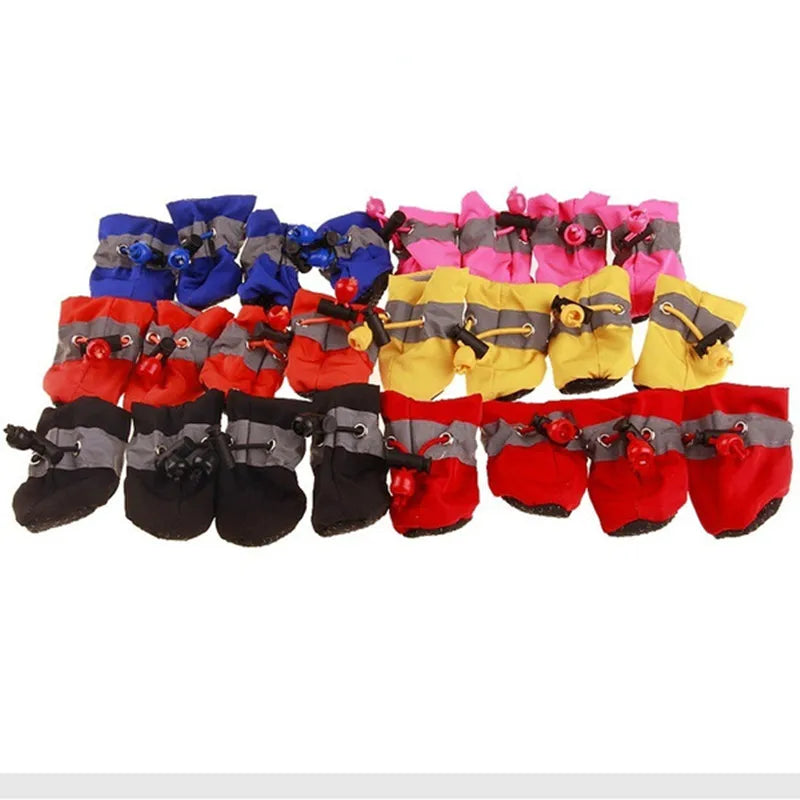 4pcs/set Waterproof Pet Shoes  Anti-slip Rain Boots