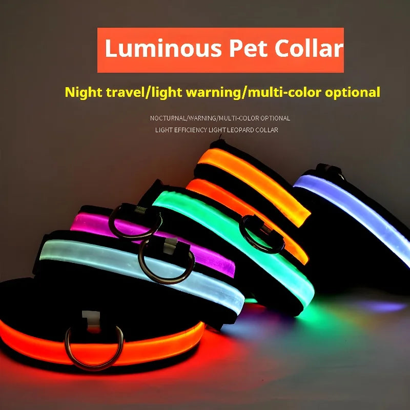 Dog Collar Nylon LED Night Safety Flashing