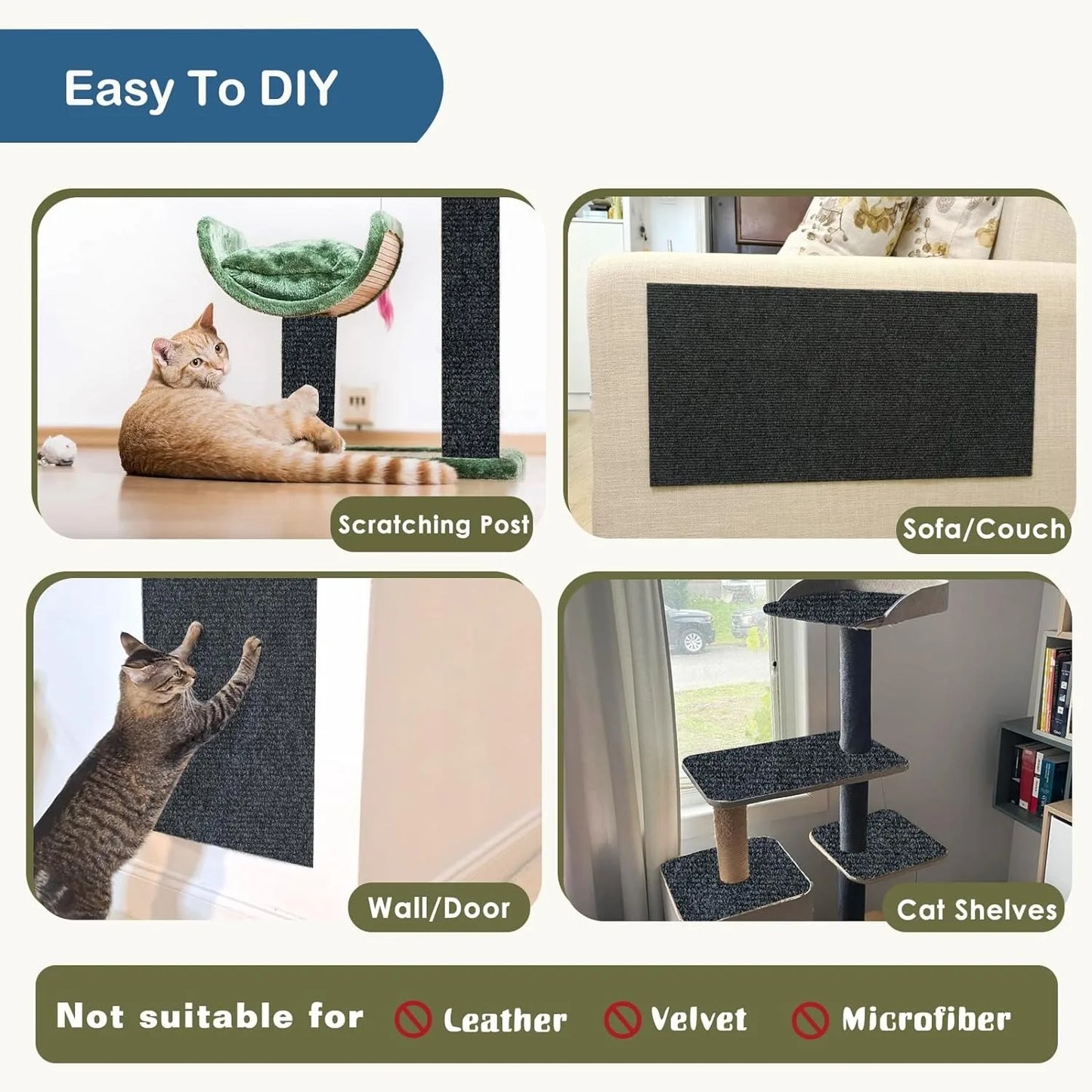 Anti Cat Scratch Mat Trimmable Self-Adhesive Carpet