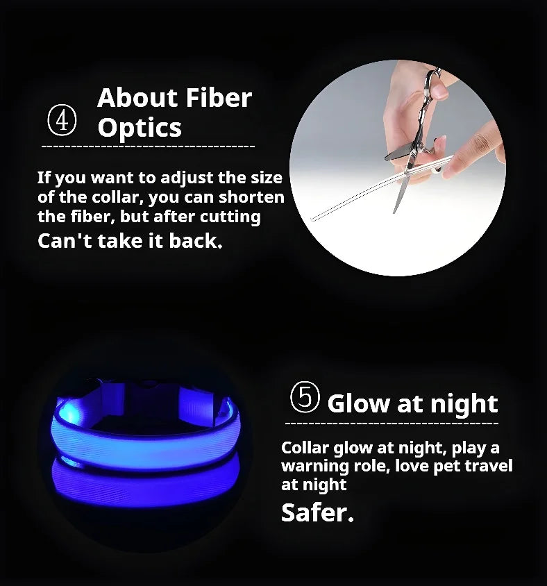 Dog Collar Nylon LED Night Safety Flashing