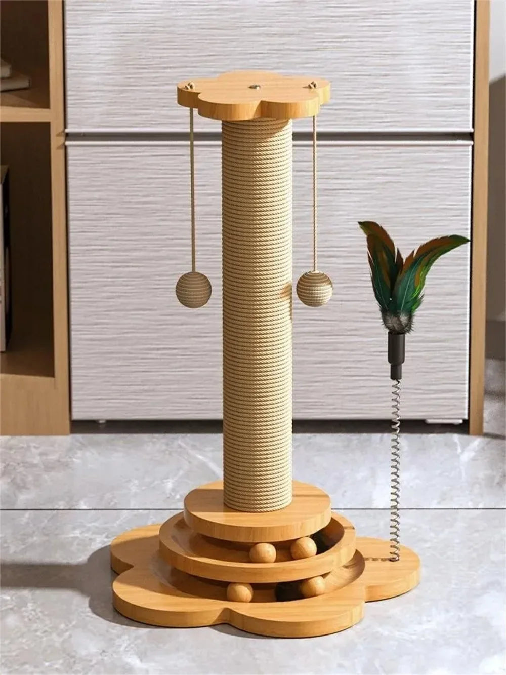 Cat Turntable Funny Cat Stick Balls Durable Sisal Scratching Board