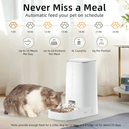 Pet Smart WiFi Auto Feeder For Cat Dog Dry Food A