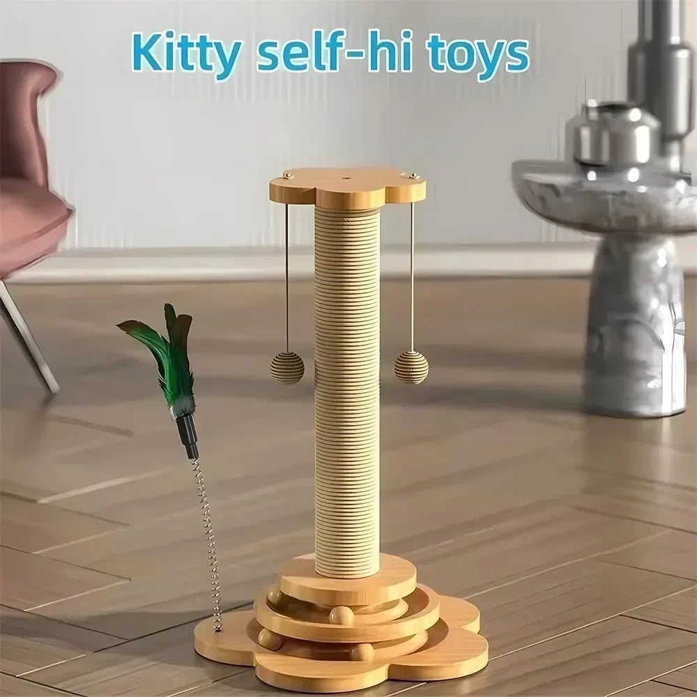 Cat Turntable Funny Cat Stick Balls Durable Sisal Scratching Board