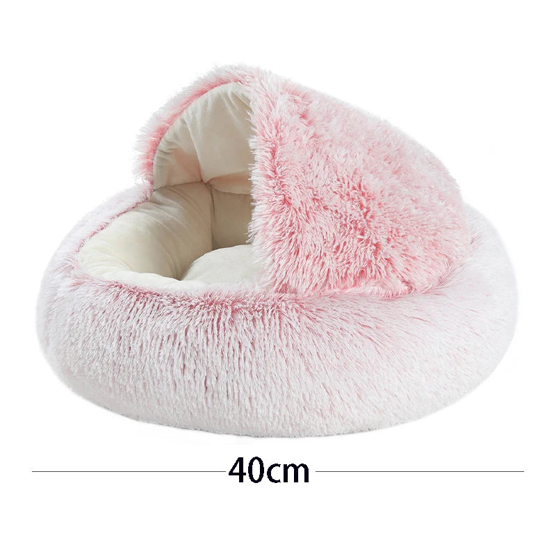 Warm Soft Plush Pet Bed with Cover Cave for Small Dogs kitten