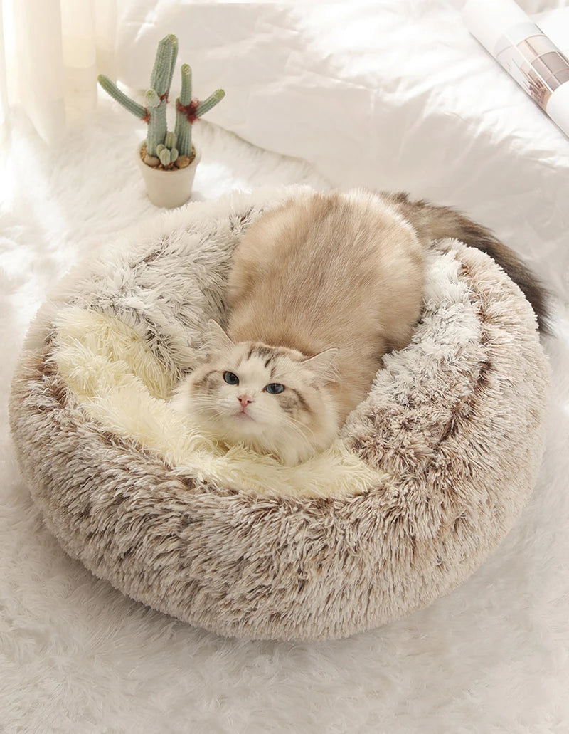 Warm Soft Plush Pet Bed with Cover Cave for Small Dogs kitten