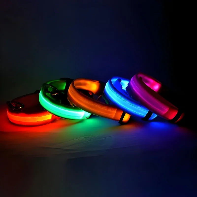 Dog Collar Nylon LED Night Safety Flashing