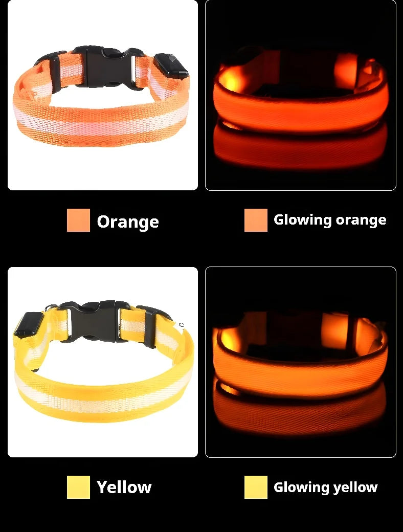 Dog Collar Nylon LED Night Safety Flashing