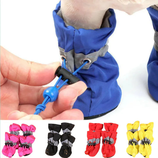 4pcs/set Waterproof Pet Shoes  Anti-slip Rain Boots