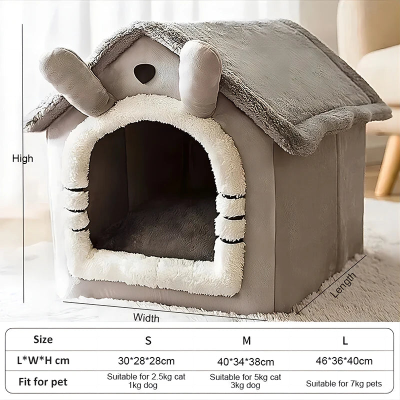 Warm Dog House with Removable Cushion Suitable for Small Medium Large Pets