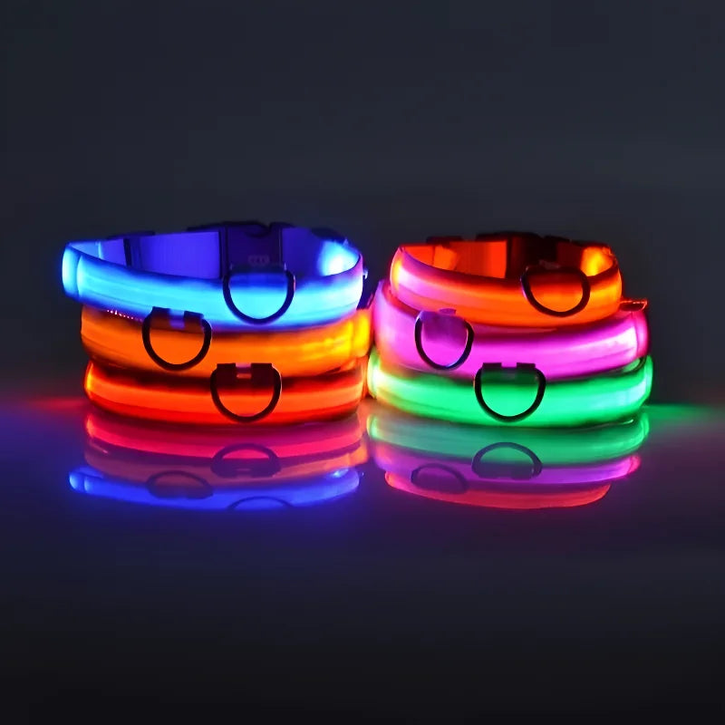 Dog Collar Nylon LED Night Safety Flashing