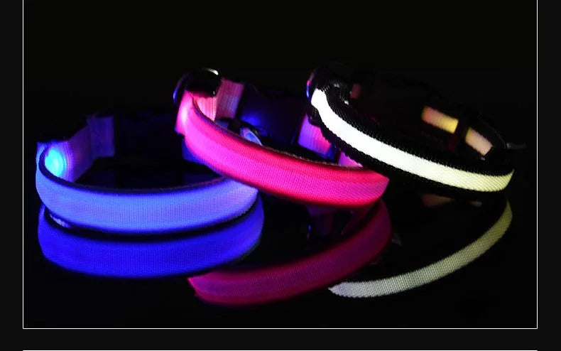 Dog Collar Nylon LED Night Safety Flashing