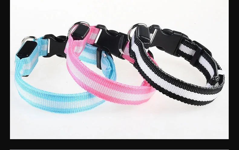 Dog Collar Nylon LED Night Safety Flashing