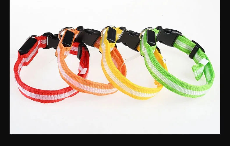 Dog Collar Nylon LED Night Safety Flashing