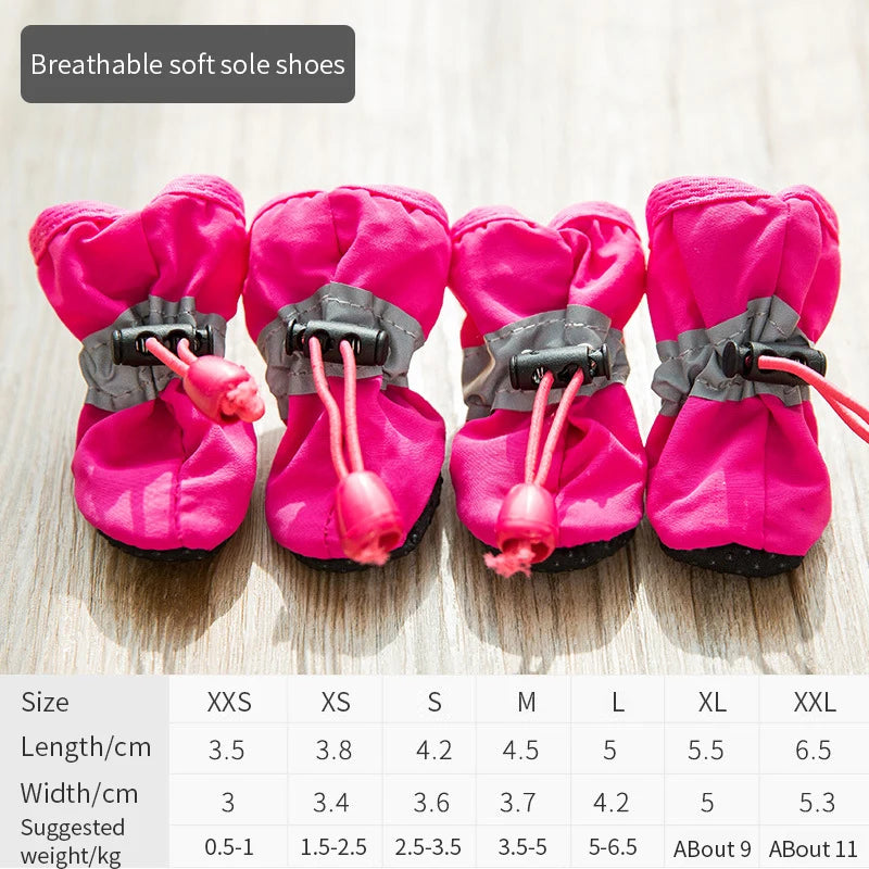 4pcs/set Waterproof Pet Shoes  Anti-slip Rain Boots