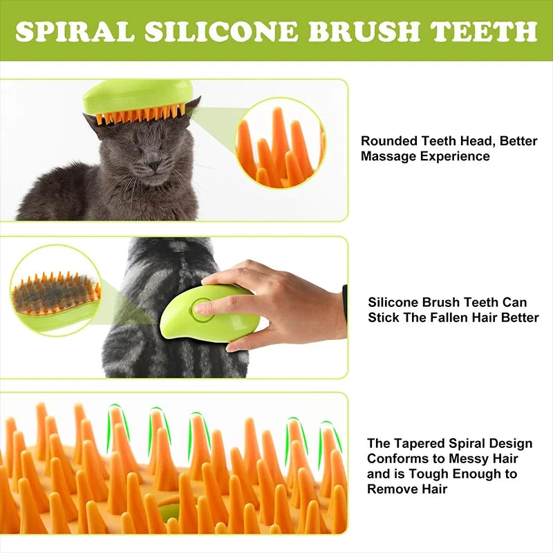 Brush Electric Spray Water Pet Comb Soft Silicone Depilation